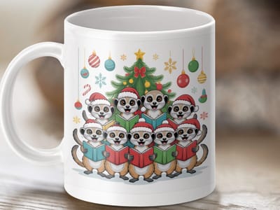 Mok Kerst Zingen Stokstaartjes Mok, Feestdag Viering Keramische Mok, Grappige Kerstdag Cadeau Mok, Kerstboom Keramische Mok
