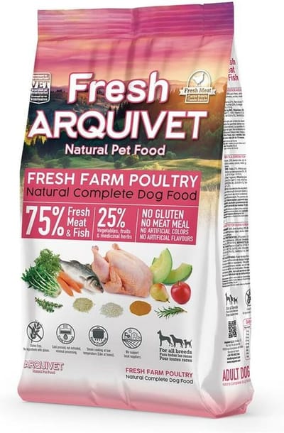 Arquivet Fresh - Halfvochtige Hondenvoeding - Verse Kip & Vis - 10 kg - Soft Brokken - Graanvrij - Voor alle rassen