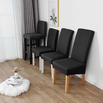 Spandex Stretch Stoelhoezen Effen Voor Eetkamer Keuken Bruiloft Kantoor Hotel Duurzaam Polyester Stof L(60-70cm)