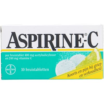 ​Aspirine C Bruistabletten 400 mg | 10 stuks | Pijnstiller met Vitamine C bij Griep en Verkoudheid | Verlicht Hoofdpijn, Spierpijn en Koorts​