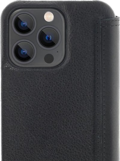 Minim Apple iPhone 13 Pro Hoesje Echt Leer Book Case Zwart