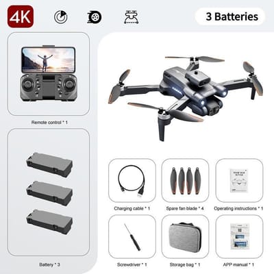 Nieuwe S1S Afstandsbediening Drone 4 / 6K HD Dubbele camera Obstakel vermijden WIFI FPV Optische stroom Borstelloze RC Dron Opvouwbare Quadcopter 3KM Vierassige vliegtuigen 4K-3 Battery