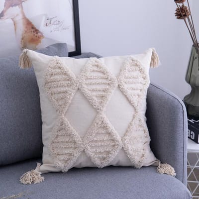 Bohemian Kwastjes Kussensloop 45x45cm/30x50cm Beige Kussenhoes Handgemaakt Vierkant boho Woonkamer Slaapkamer Huisdecoratie