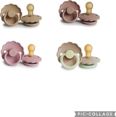 FRIGG DAISY Fopspeen set 4 stuks Croissant,Baby Pink,Blush en Croissant Glow 6-18 maand