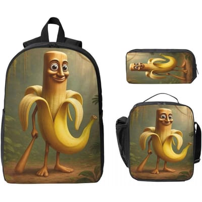 Balerina Capuchina Thug Thug Thug Sahur Kinderrugzak Lunchbox Pennenetuis voor Jongens Meisjes Rugzakken Schooltas Boekentas Set beige