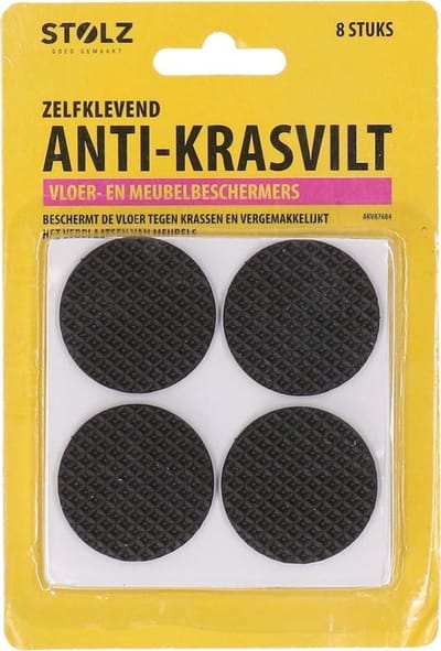 Stolz - Anti-krasvilt zelfklevend - Krasviltjes - Rond - Vloer- en meubelbeschermers - 8 stuks - 4 x 4 cm