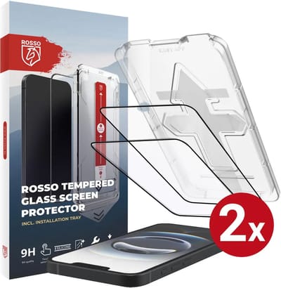 Rosso Screenprotector Geschikt voor iPhone 17e / 16e | 9H Tempered Glass | Beschermglas | Glasplaatje | Case Friendly | Installatietray | Geen luchtbellen & stof | Eenvoudige montage | 2-Pack