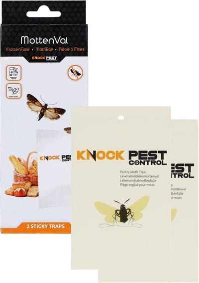 Knock Pest Control Levensmiddelenmottenval Vlak 2 stuks - Ongedierteval - Mottenval op basis van speciaal feromoon - 13 x 8 cm