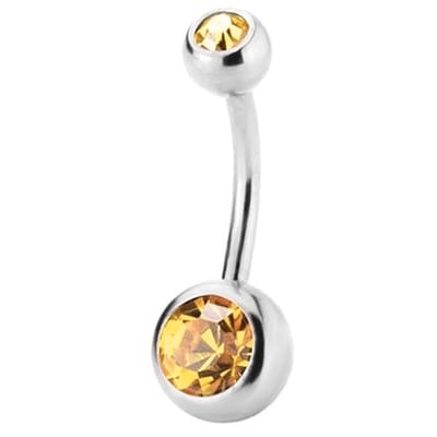 Fako Bijoux® - Navelpiercing - Kristal - Geel