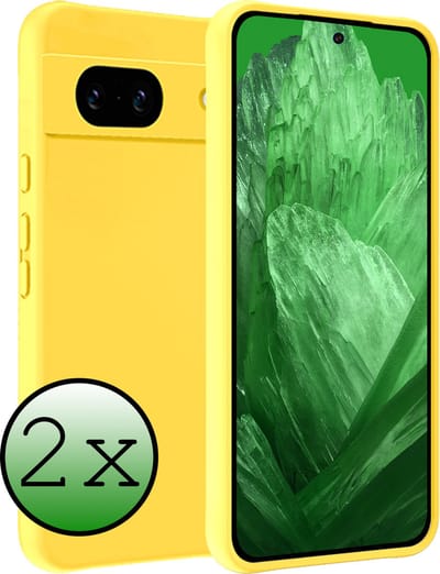 Hoesje 2 Stuks - Geschikt voor Google Pixel 8a - Sterk & Shockproof - Case Siliconen - Back Cover - Telefoon Hoes - Geel