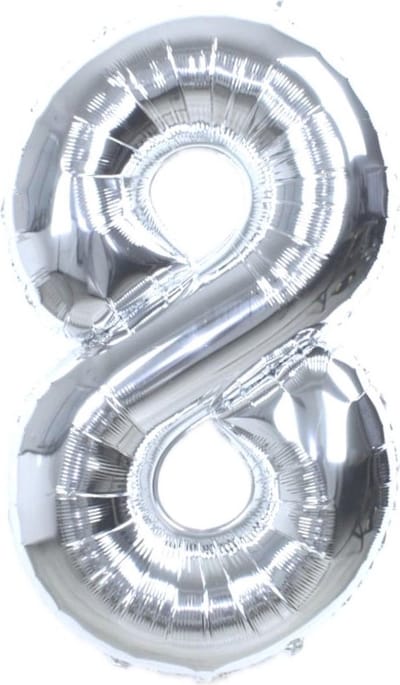 New Age Devi - Cijferballon - Folieballon - 70cm - Zilver - Cijfer 8