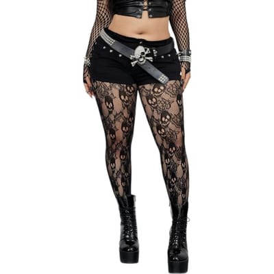 Skelet Zelf Panty Zwart Ademend Visnet Sokken Gotische Kleding Harajuku Stijl Legging Dames Sexy Bodystocking One Size black