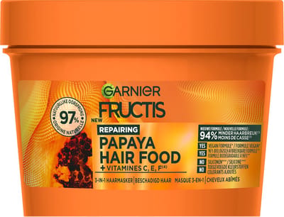 Garnier Fructis Hair Food Papaya 3-in-1 Herstellend Haarmasker - Beschadigd Haar - 400ml