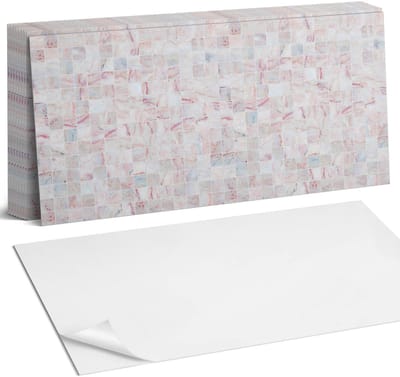 Coloray Plaktegels - Mozaïekpatroon van vierkanten Zelfklevende Wandtegels - 40 cm x 20 cm - Roze Plaktegels - 10 stuks - Rechthoek PVC Tegels - Plaktegels Badkamer - Vloertegels Zelfklevend - Vinyltegels Vloer Zelfklevend - Portugese Tegels