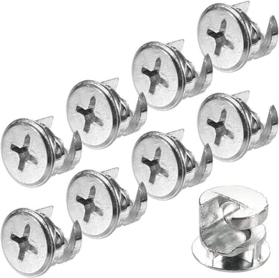 8-delige meubelconnector met excentrische 13x11mm aansluiting fitting cam schroefbevestiging - Sterke zinklegering met kruissleuf voor eenvoudige installatie