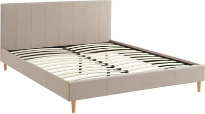 sweeek - Bed met lattenbodem en hoofdeinde, stoffen afwerking, b211 x d1675 x h89cm