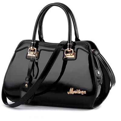 WTEMPO Sac femme Sac Casual Sac À Main Sac En Cuir Brillant Sac À Bandoulière Sac Messager Grande Capacité 37cmx15cmx31cm noir