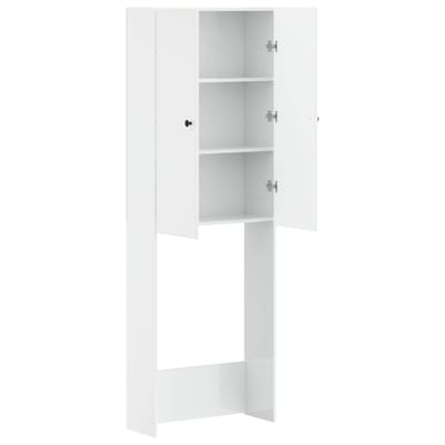vidaXL - Toiletkast - BREDA - Hoogglans - Wit - 66 - x - 25,5 - x - 190 - cm - Bewerkt - hout