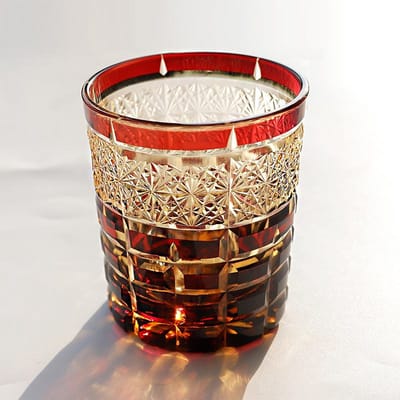 Handgemaakte Japanse stijl Edo Kiriko Whiskey glazen beker gekleurd met de hand gesneden om glazen te doorzichtige gekleurde ouderwetse glazen 240ml