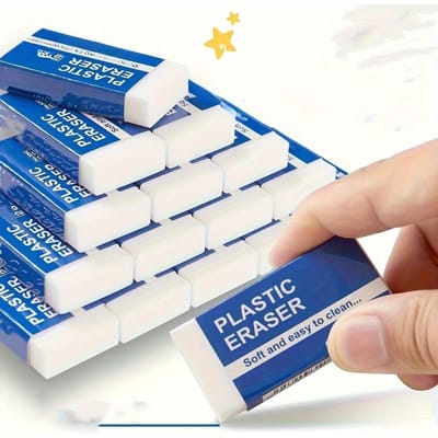Lot de 10 Gommes Tendres 2B - Durables & Faciles à Nettoyer, Douces sur le Papier pour Écrire, Dessiner, Fournitures de Bureau & Scolaires