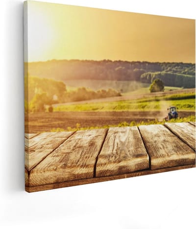 Artaza Canvas Schilderij Zonsondergang - 50x40 cm - Wanddecoratie Landschap - Muurdecoratie Boerenland - Kamer Accessoires Natuur