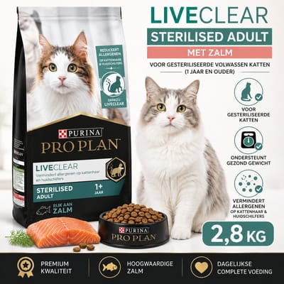Purina Pro Plan LiveClear Sterilised Adult Zalm 2,8 kg - Droogvoer voor Gesteriliseerde Katten - Kattenbrokken