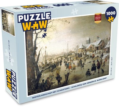 Puzzel Winterlandschap met schaatsers - schilderij van Hendrick Avercamp - Legpuzzel - Puzzel 1000 stukjes volwassenen
