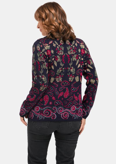 Tricot jasje - marine / gedess. - Gr. 42 van Goldner Fashion