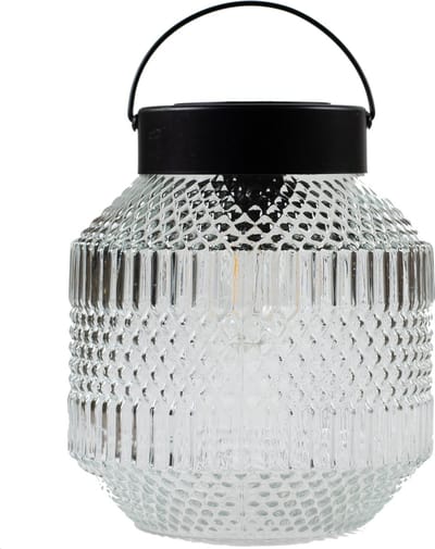 Anna Collection Tuin lantaarn Julia - Solar - zwart/transparant - D16 x H16 cm - LED buitenverlichting