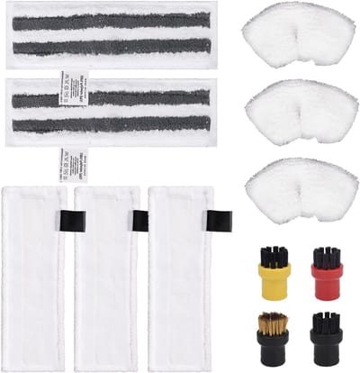 12-delige Accessoireset voor Stoomreinigers - Microvezeldoeken, Schuurpennen en Borstels voor Grondige Reiniging