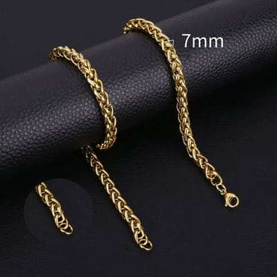 Aramat Jewels | Halskettingen | RVS Vossenstaart Ketting Goudkleur - Trendy Schakelketting | 7mm / 60cm |60cm | | Staal | Volwassenen | Verkleurd niet