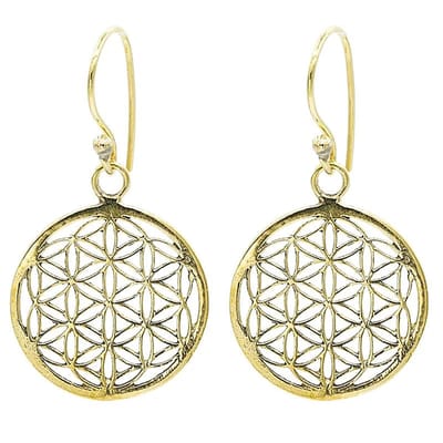 oorbellen messing goudkleurig - Flower of life