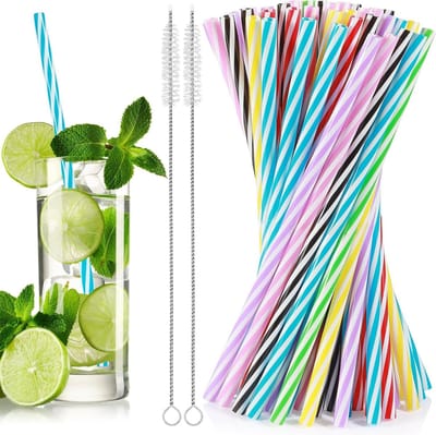 Herbruikbare Plastic Rietjes Set van 60 Stuks in Diverse Kleuren voor Smoothies, Sappen en Cocktails