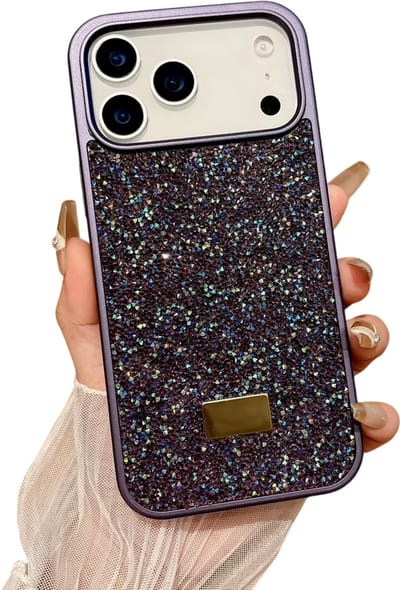 Bling Glitter Telefoonhoesje met Strass – Geschikt voor iPhone 17 - Veelkleurig Beschermhoesje, Camera Bescherming, Luxe Cover, Trendy Hoesje - PAARS