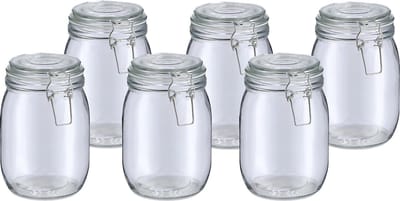 Zeller Weckpot/inmaakpot Alfie - 6x - 1L - glas - beugelsluiting - D11 x H17 cm