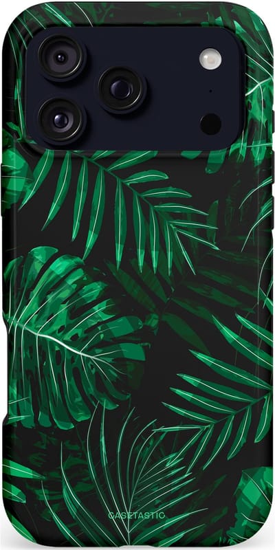 Casetastic hoesje geschikt voor Apple iPhone 17 Pro Max - MagSafe - Dubbellaagse bescherming - Jungle blad - Fashion Case - Donkergroen Zwart