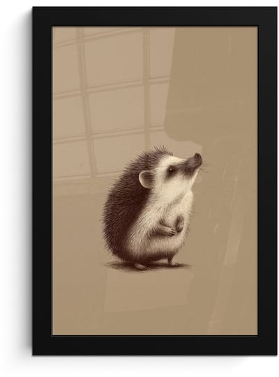 Poster in lijst - Fotolijst 20x30 cm - Posters - Egel - Snuitje - Bruin - Stekels - Posterlijst zwart - Decoratie - Wanddecoratie woonkamer - Muurdecoratie slaapkamer