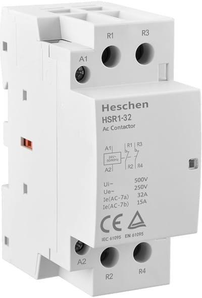 Allecto - Huishoudelijke AC Schakelaar - 32A - Betrouwbare werking - Wit - 2 Pools - Voor AC 24V gebruik - Ideaal voor huishoudelijk gebruik - HSR1...
