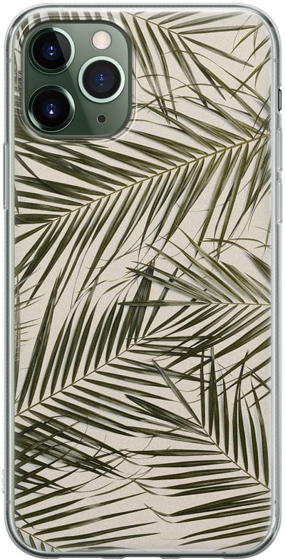 Leuke Telefoonhoesjes - Geschikt voor iPhone 11 Pro - Palmbladeren - Soft case - TPU - Groen