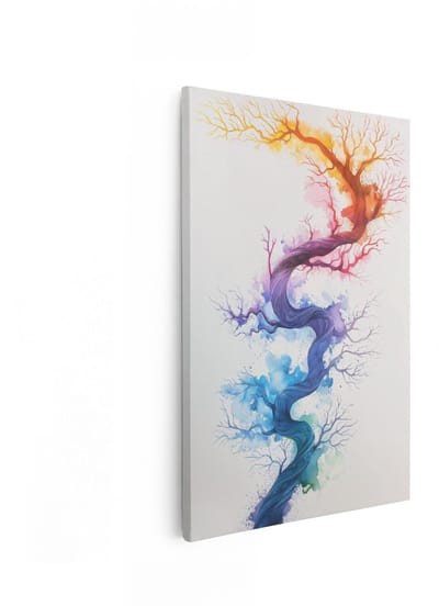 Artaza Canvas Schilderij Levensboom - 40x60 cm - Wanddecoratie Abstract - Muurdecoratie Aquarel Boom - Decoratie Kleurrijk Woonkamer