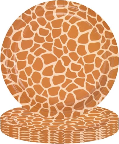 Jungle Safari Dieren Feest Borden met Giraffe Print - 9 Inch Papieren Borden voor Kinderen, Jungle Thema Feestdecoraties en Dierlijke Party Benodigdheden