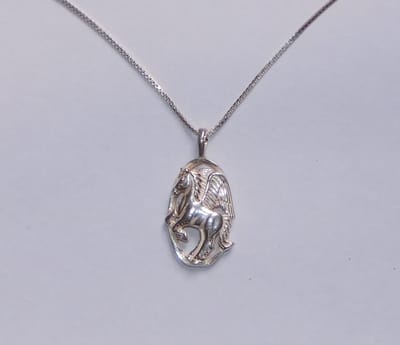 Hetty'S - Pegasus Hanger “ Het Gevleugelde Paard “ 925 Sterling Zilver “ maat 30 x 16 mm - Zilver collier van 45 cm
