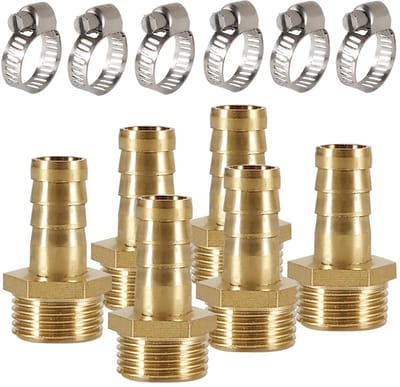 Dailygoody - Slangtule 3/8 inch - Messing buisadapter - Hoogwaardige kwaliteit - Geel - Slangaansluiting - Inclusief klemmen - Geschikt voor diverse t...