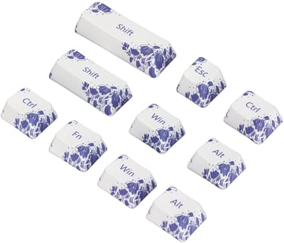 VT Goods - Vervangende Keycaps - 10 Key DIY - Blauw en Wit - Toetsenbord Caps - Geschikt voor Mechanische Toetsenborden - Sleutelkappen Set