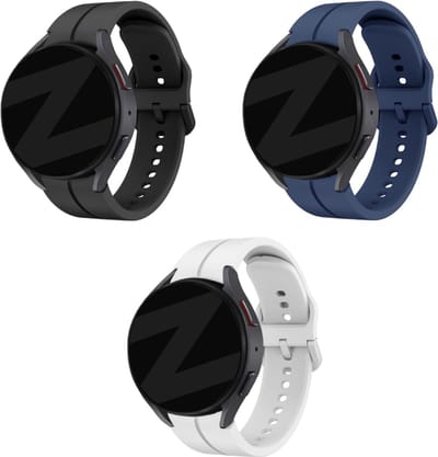 Bandz 3-pack Siliconen Bandjes ‘Extreme’ – Zwart, Donkerblauw & Wit – Stevig, Comfortabel & Zweetbestendig – Geschikt voor Samsung Galaxy Watch 7 (40 & 44mm)/Watch 6 (Classic)/Watch 5 (Pro)/Watch 4 (Classic)/Watch FE