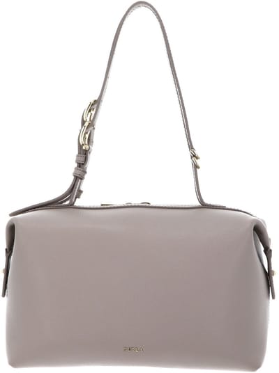 FURLA Leren handtas schoudertas Double Boston Bag Linen Taupe