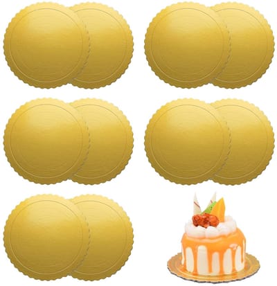 Allecto - Cake Board - Ronde Cake Plate - Herbruikbaar - Ø 20 cm - Perfect voor Taartvervoer - 10 Stuks Goudkleurig