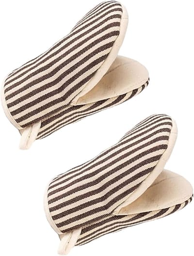 1 paar mini ovenwanten, hittebestendige ovenwanten, korte keukenovenwanten met ophanglussen, geschikt voor grillen, bakken, koken en barbecueën (bruin).