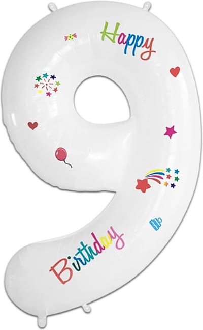 LUQ - Cijfer Ballonnen - Cijfer Ballon 9 Jaar Happy Birthday Groot - Helium Verjaardag Versiering Feestversiering Folieballon