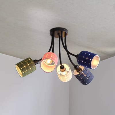 OSRAM plafondlamp 5-lamps Decor Felt Weaving Cans van vilt en metaal, E14, 630mm lengte , warme lichteffecten dankzij de geweven kap, duurzaam dankzij vervangbare lichtbron, eenvoudig te installeren